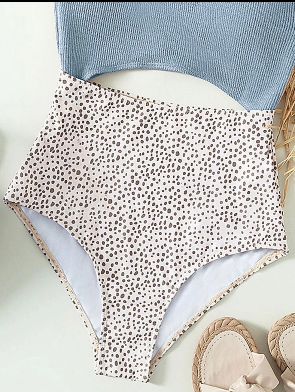 Light blue Dalmatian cut out one piece swimsuit - Christina’s unique boutique LLC