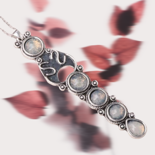 Moonstone inspired round charm necklace