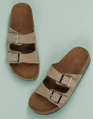 Lightweight cork platform footbed sandals