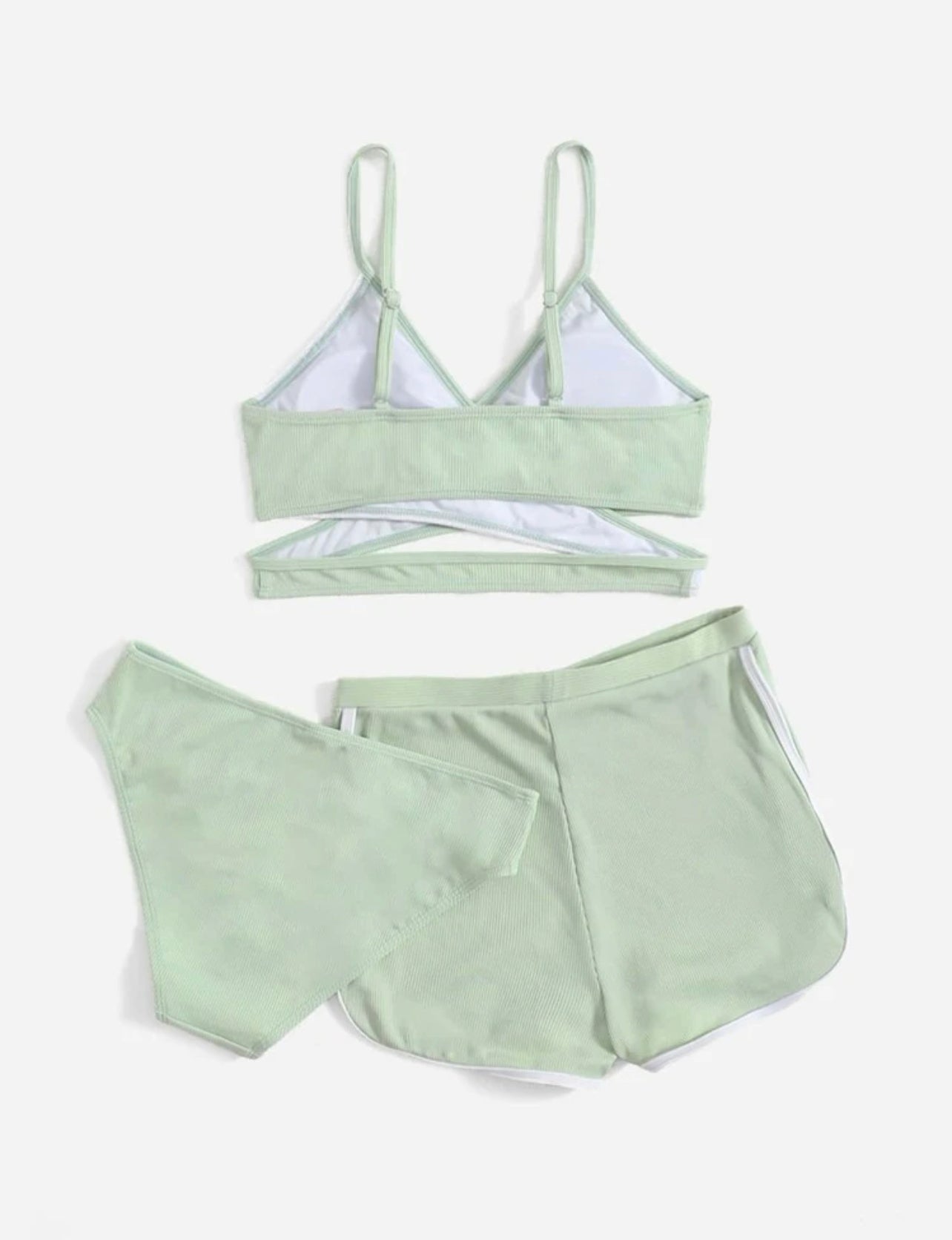 Teen Girls Color Block Bikini Swimsuit & Swim Shorts