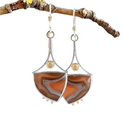 Petrified wood inspired dangle earrings