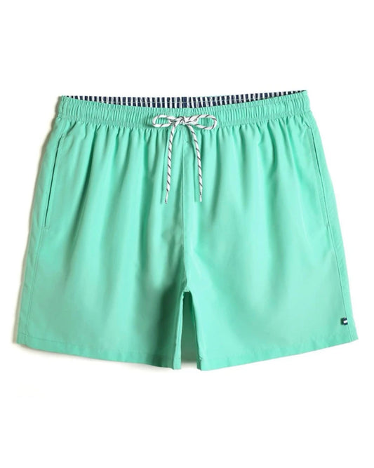 Men’s mint green drawstring waist windbreaker swim trunks