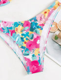 Random floral print underwire bikini swimsuit