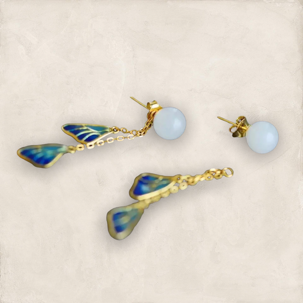 Hetian white jade long Tassel Earrings