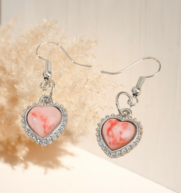Heart design dangle earrings