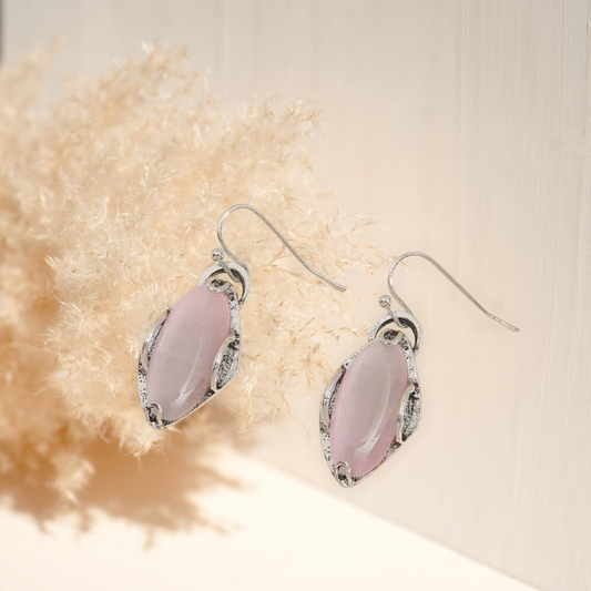 Gemstone decor dangle earrings