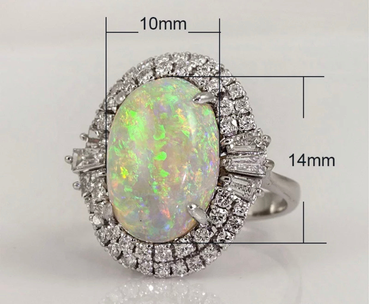 Man made white fire Opal stone rings with CZ - Christina’s unique boutique LLC