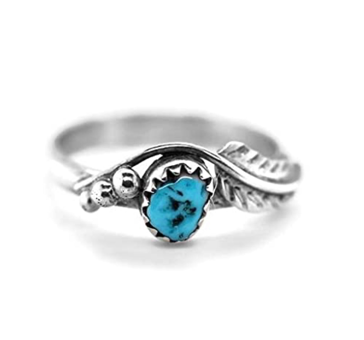 Genuine Kingman Turquoise Ring, Sterling Silver, Authentic Navajo Native American USA Handmade, Nickel Free, (Size 6)