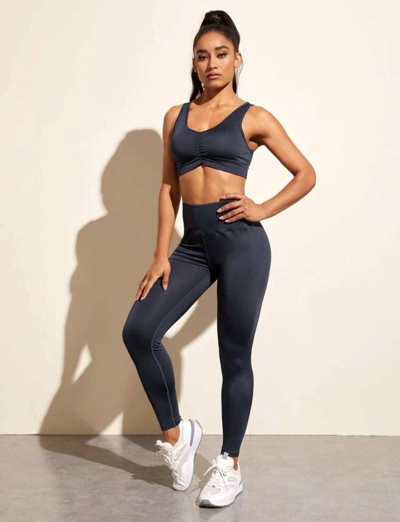 Solid High Waist Sports Set
