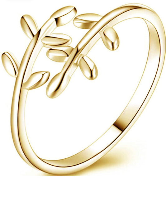 Stainless Steel Tree Leaf Style Statement Ring