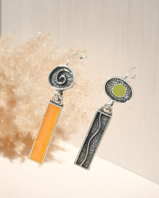 Mismatched geo decor drop earrings