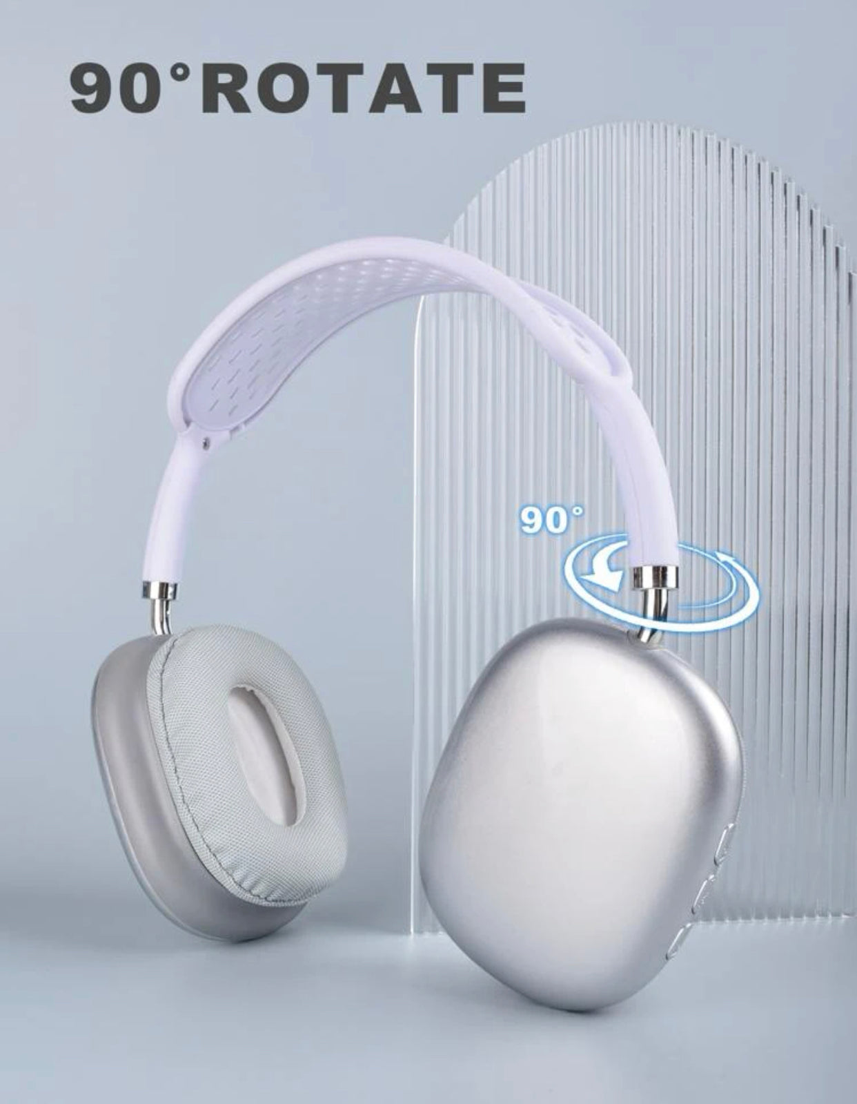 Metallic wireless headset compatible with Bluetooth