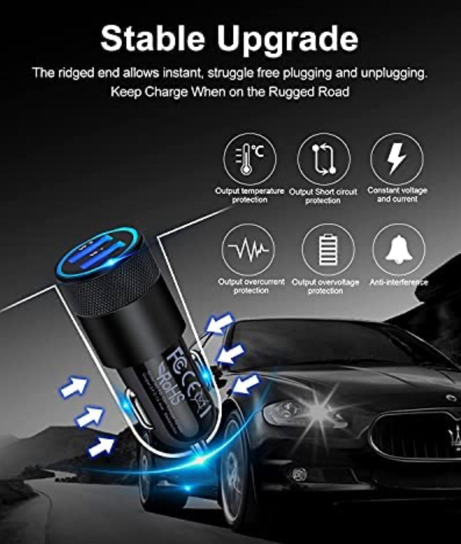 Car Charger, [2Pack] Fast Charge Dual Port USB Lighter Adapter