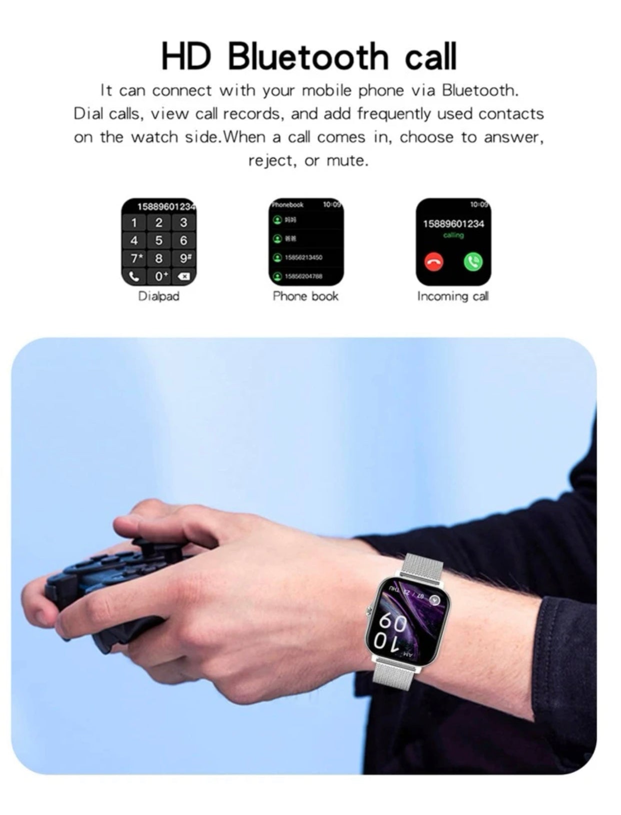 Men’s water resistant heart rate monitoring smart watch