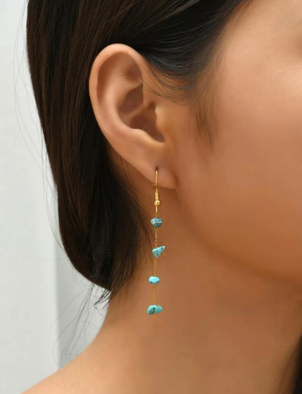 Turquoise stone dangle earrings