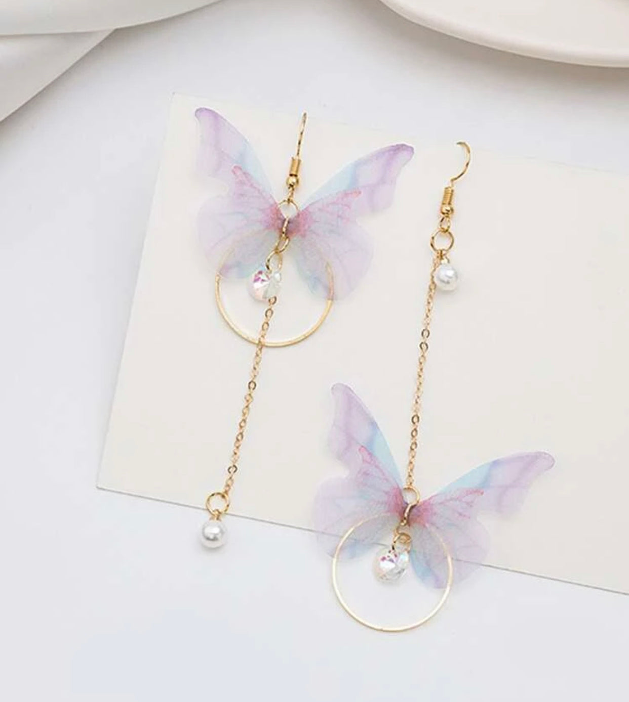 Butterfly charm drop earrings