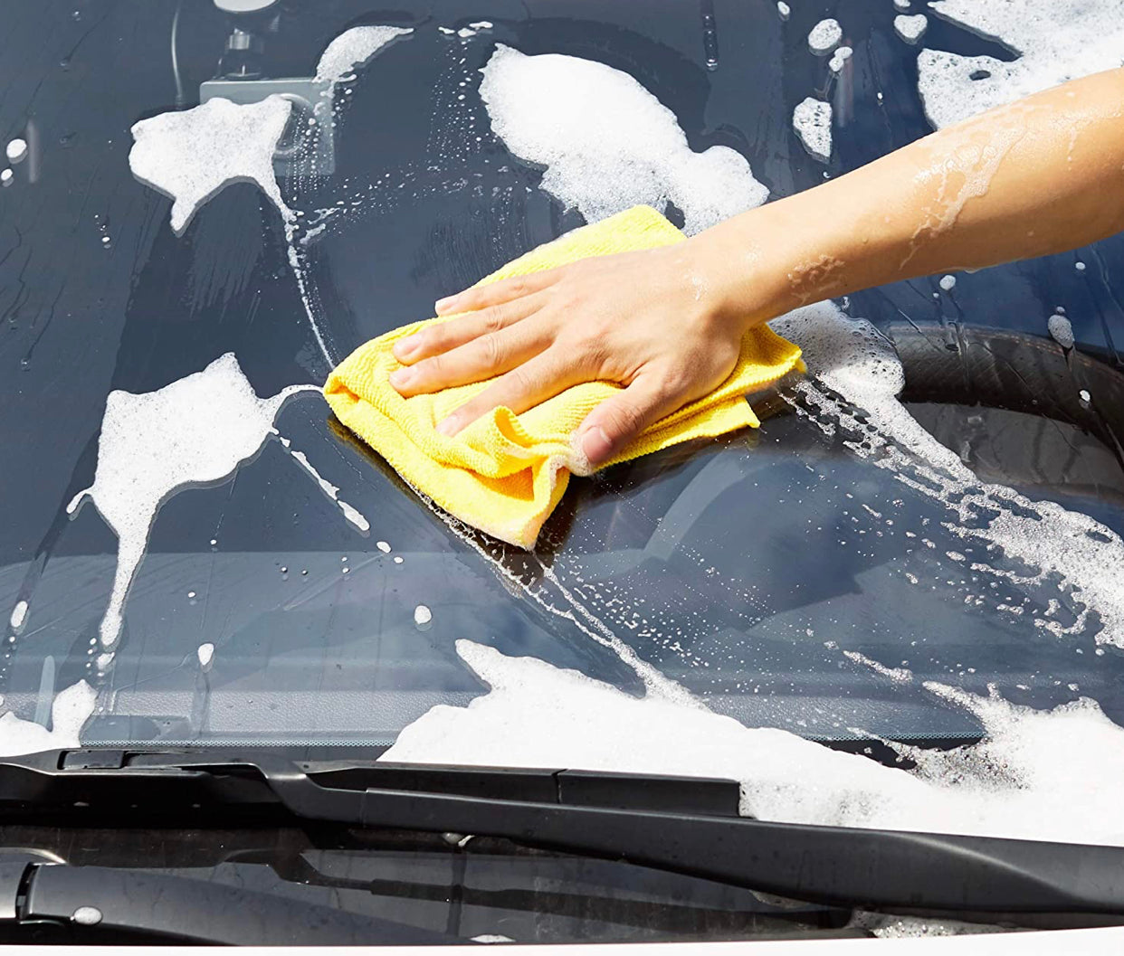 Microfiber Cleaning Cloths, Non-Abrasive, Reusable and Washable - Pack of 24, 12 x16-Inch, Blue, White and Yellow