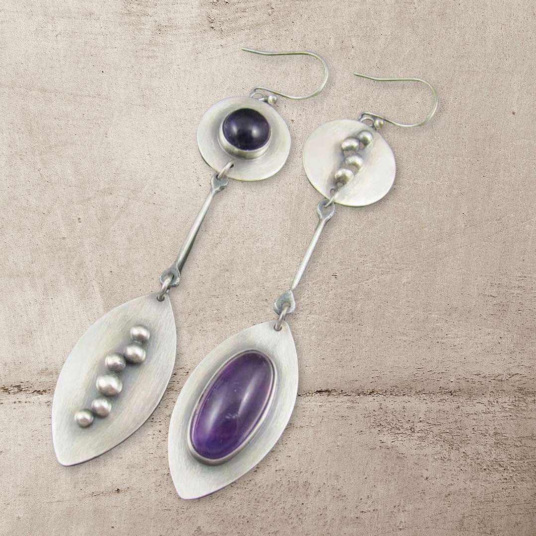 Vintage inspired asymmetric dangle earrings