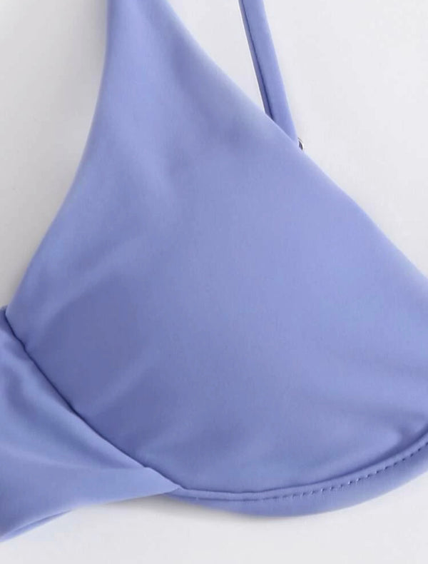Lilac purple underwire high waist bikini swimsuit