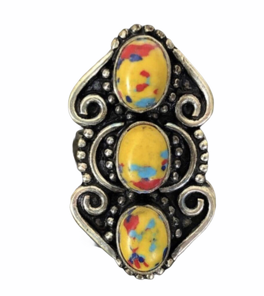 Yellow turquoise statement ring. Size 9. - Christina’s unique boutique LLC