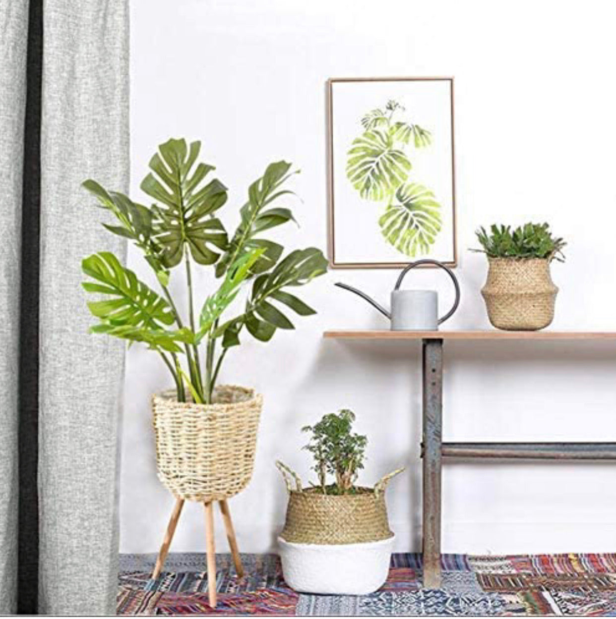 Modern Basket rattan plant stand - Christina’s unique boutique LLC