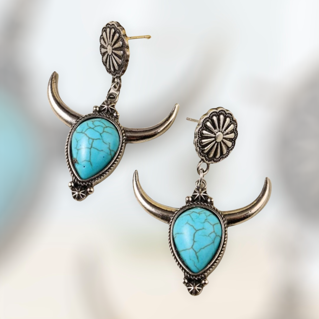 Turquoise decor charm drop earrings