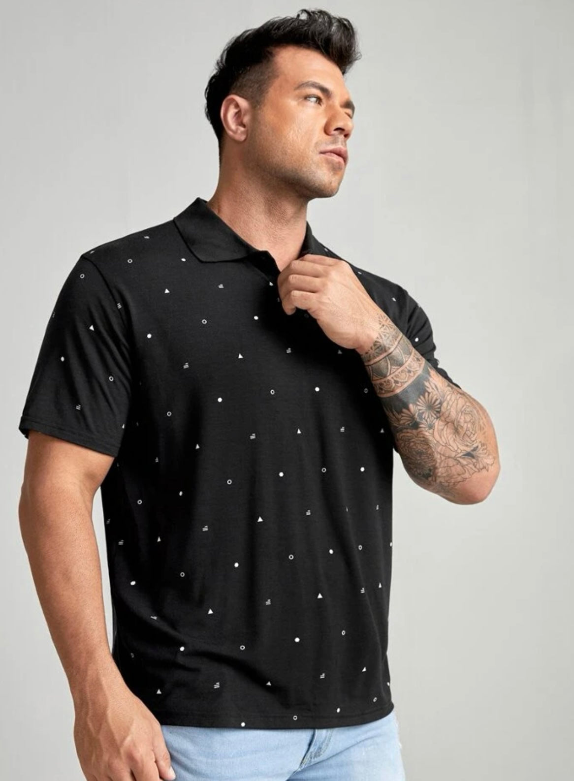 Extended sizes men geo print shirt