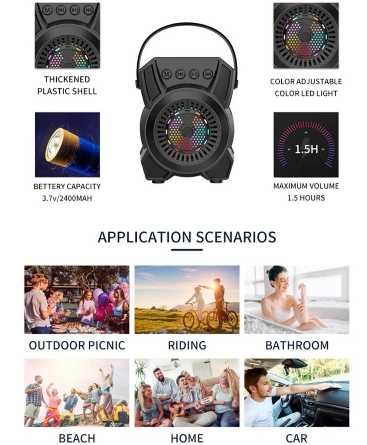 LED light wireless speaker compatible with Bluetooth