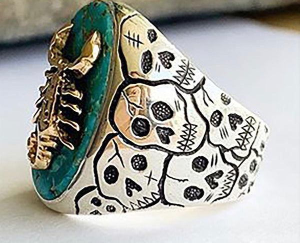 Classic design men’s silver skull and scorpion ring. Size 13. - Christina’s unique boutique LLC