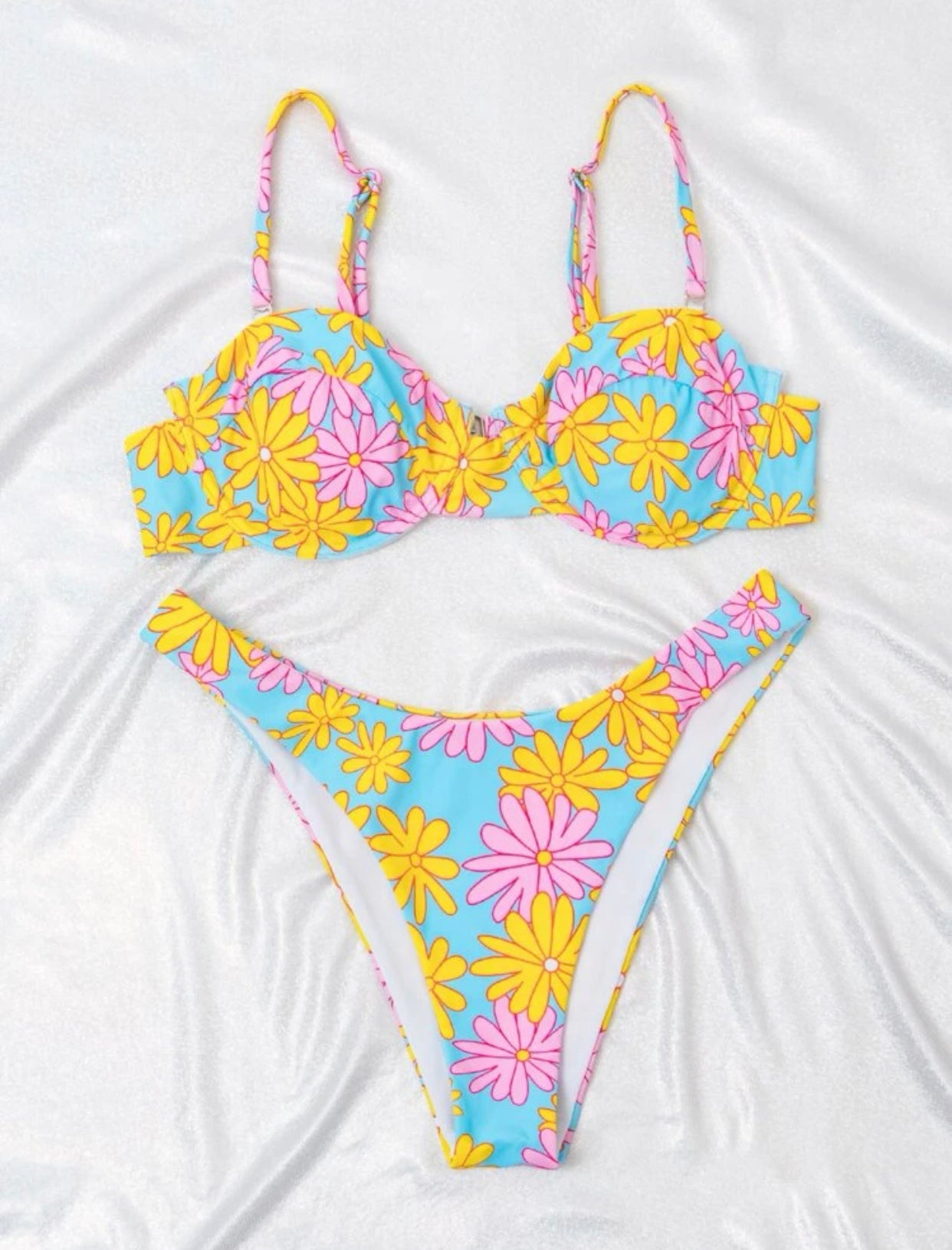 Floral random print underwire bikini swimsuit