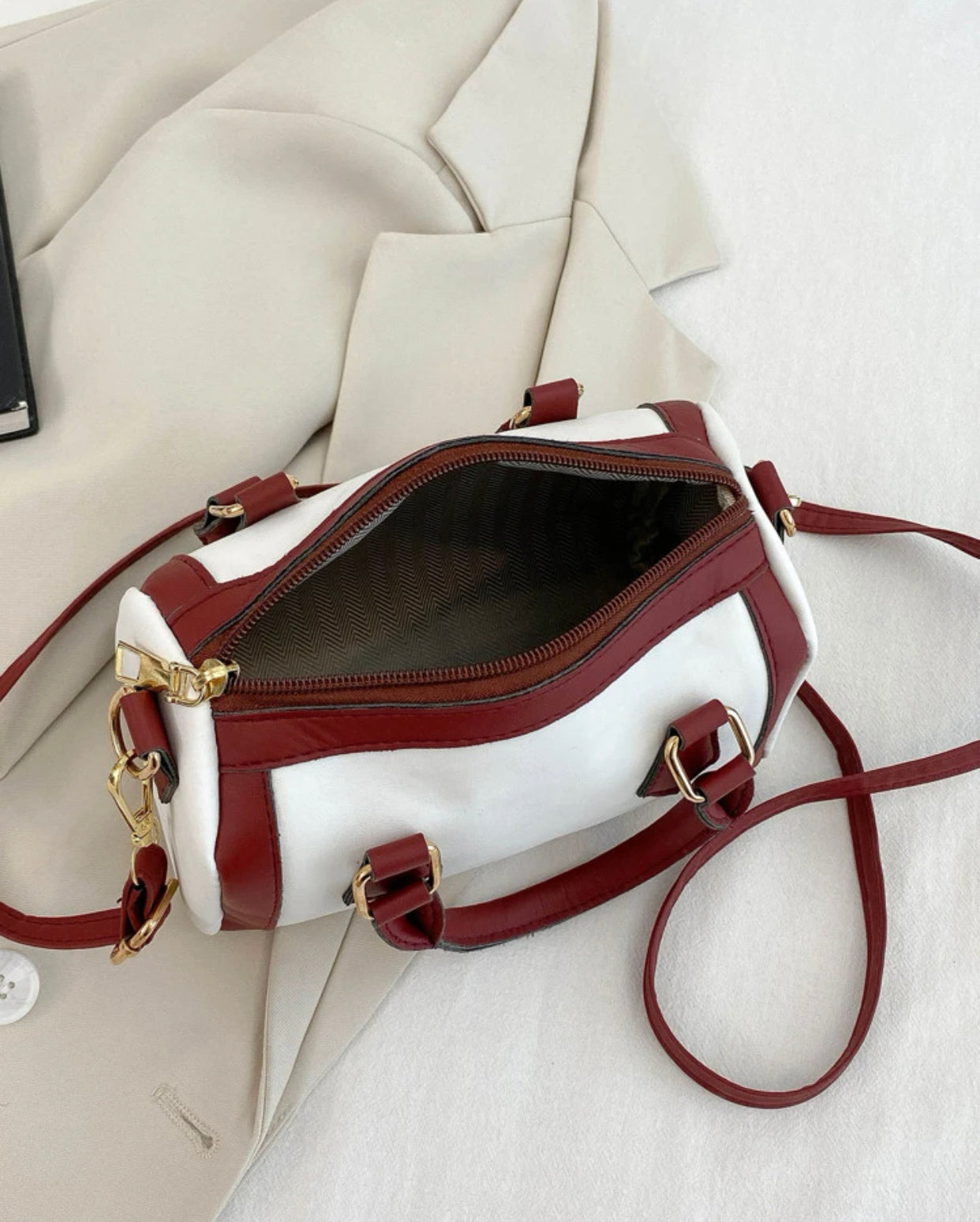 Mini two tone Boston bag