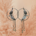 Skull detail moth drop earrings