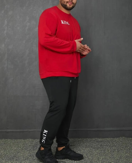 Extended Sizes Men Letter Men Letter Graphic Sweatshirt & Sweatpants