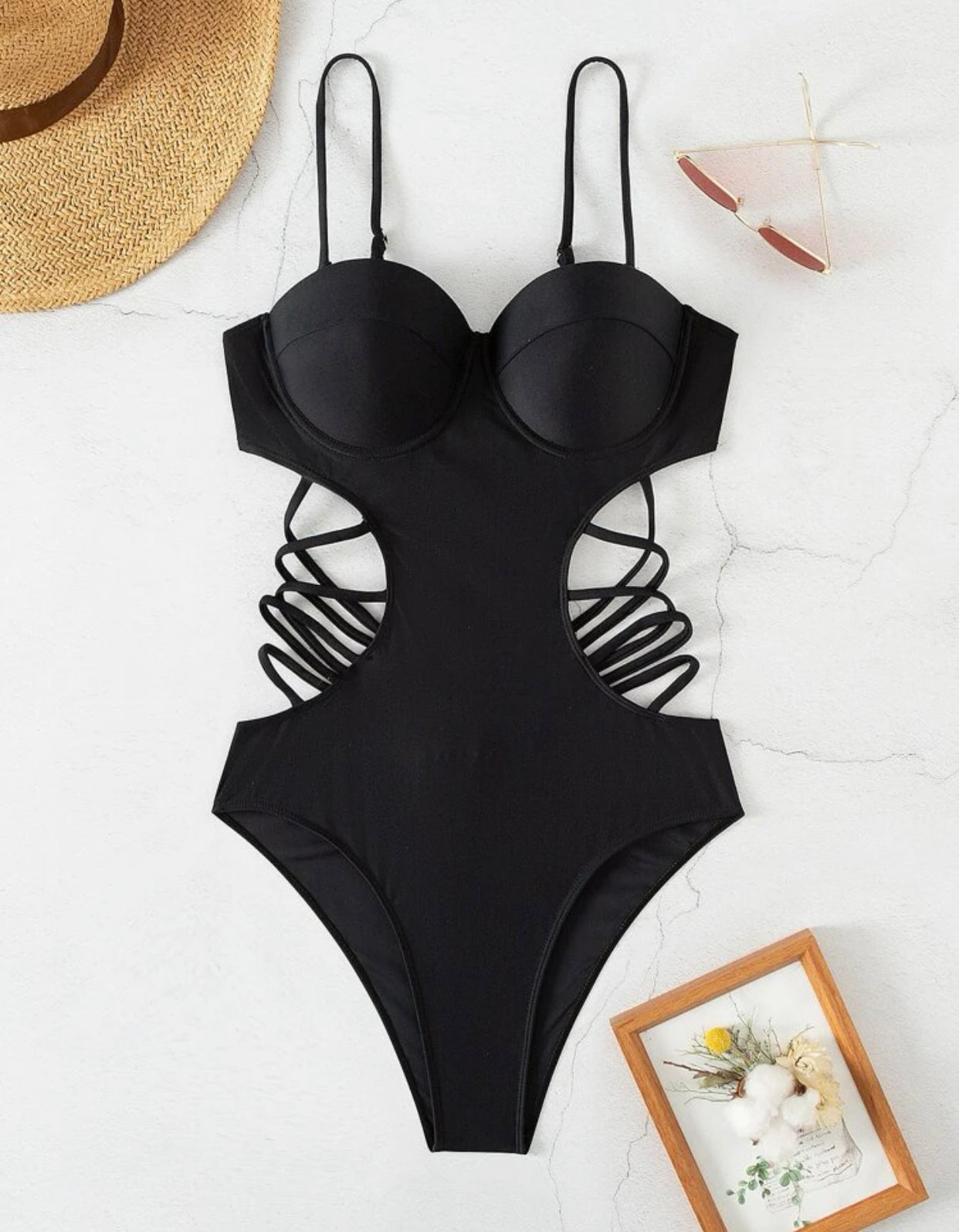 Criss cross push up one piece swimsuit