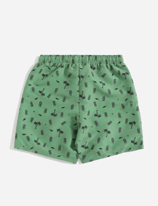 Boys Palm Tree & Pineapple Print Swim Shorts