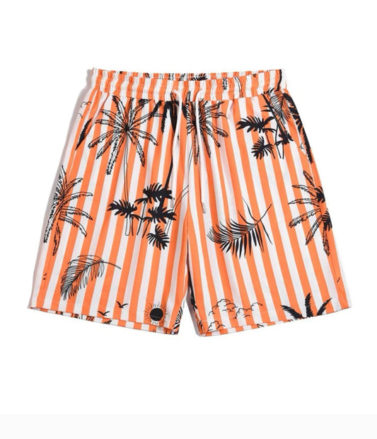 Guys tropical print striped shorts