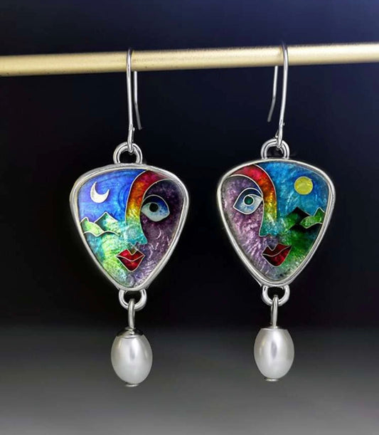Style #2 Abstract design face decor dangle earrings