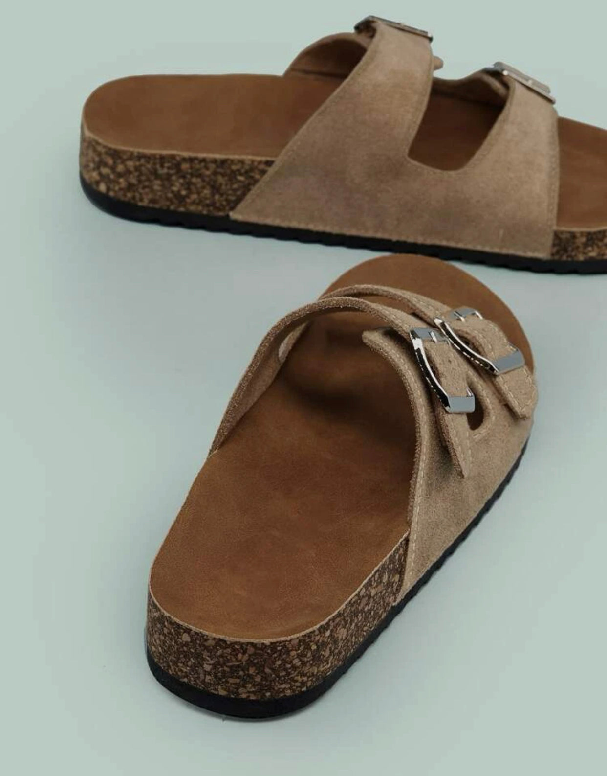 Lightweight cork platform footbed sandals