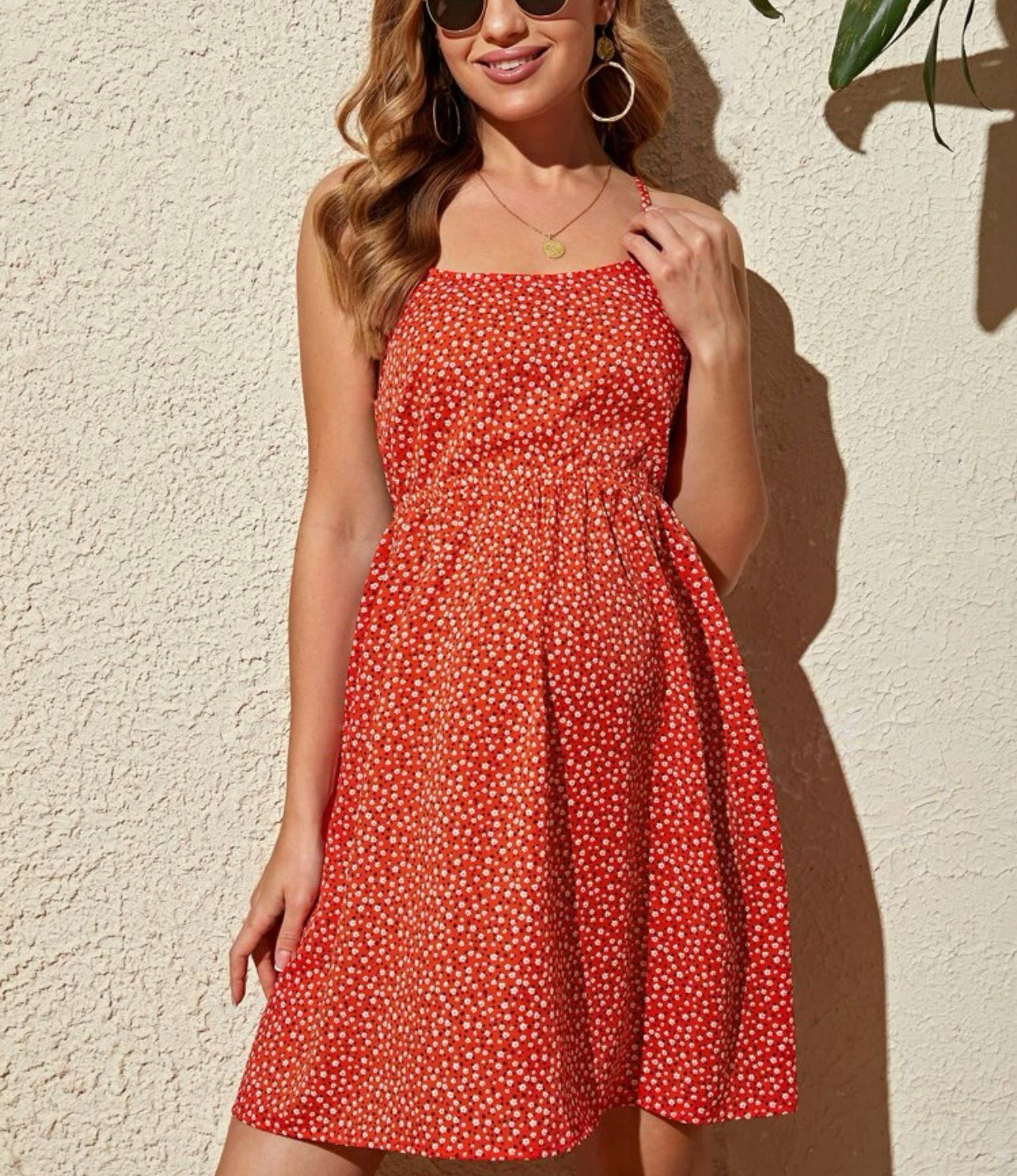 Maternity ditsy floral tie backless cami dress