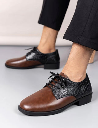 Men’s two tone crocodile embossed lace-up front Oxford shoes