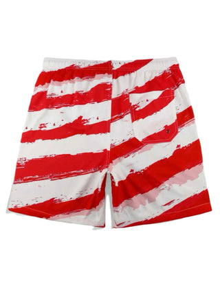 Men American Flag Print Drawstring Waist Swim Trunks