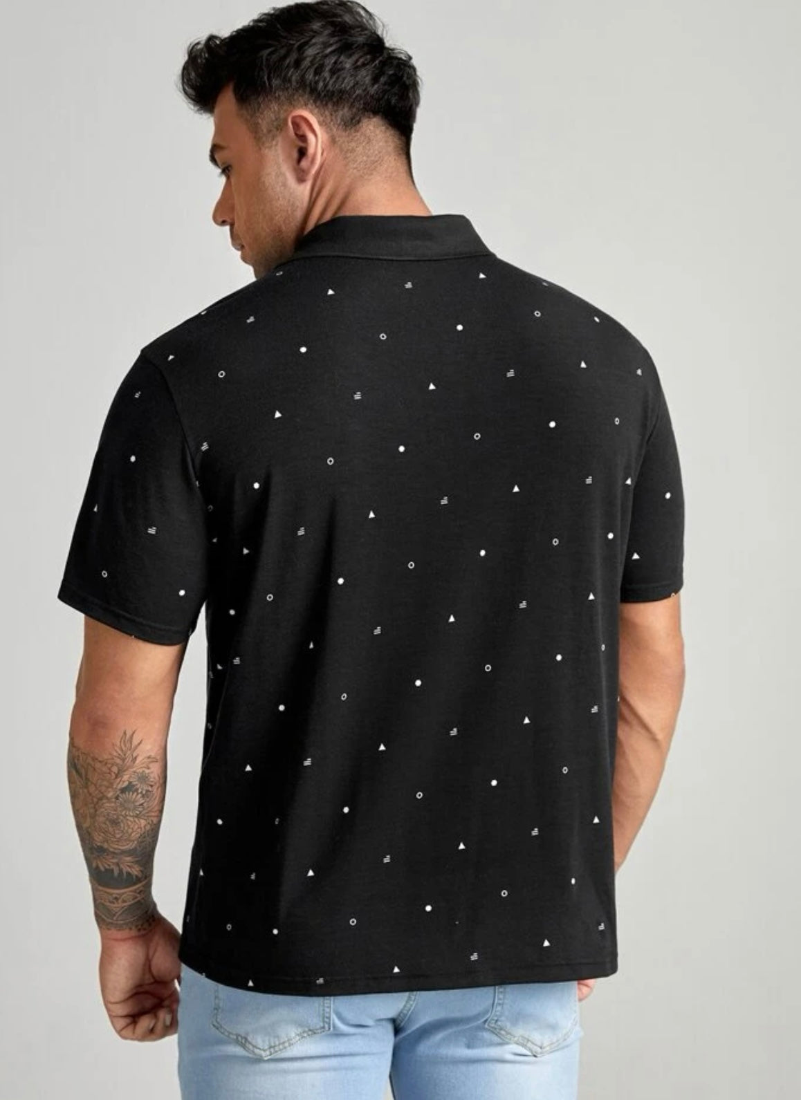 Extended sizes men geo print shirt