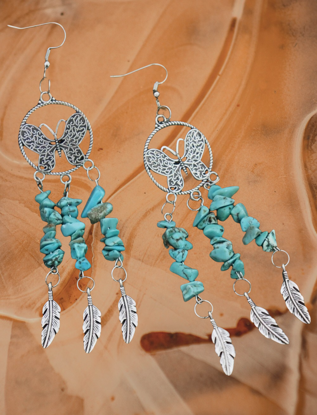 Butterfly decor dangle earrings