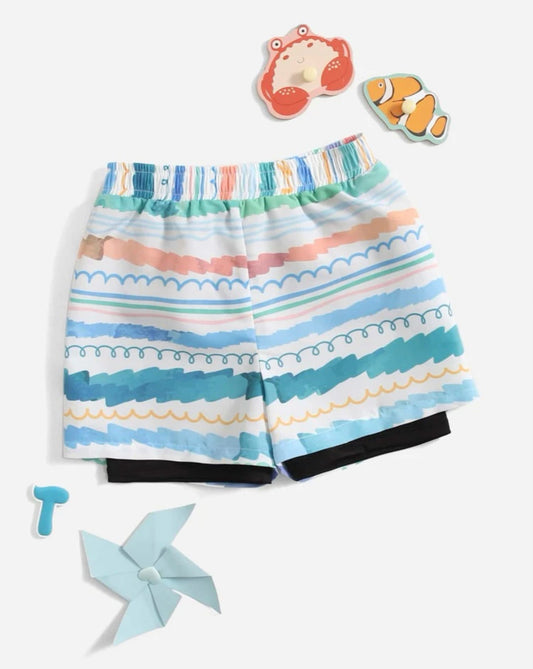 Toddler boys striped swim trunks