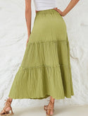 High waist drawstring shirred frill skirt