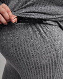 Maternity drop shoulder rib-knit tee and leggings set