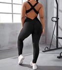 Cross cross backless textured sports jumpsuit - Christina’s unique boutique LLC
