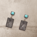 Stone detail square drop earrings