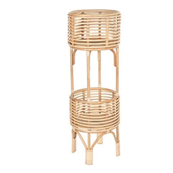 Rattan Indoor Two-Tier Plant Stand, Natural Planter, Large, Brown - Christina’s unique boutique LLC