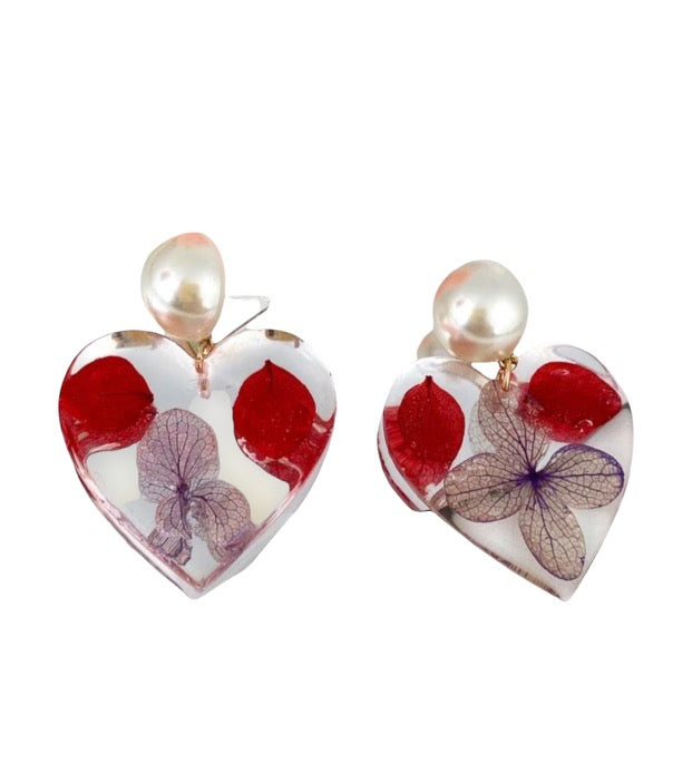 Dried flower decor drop earrings